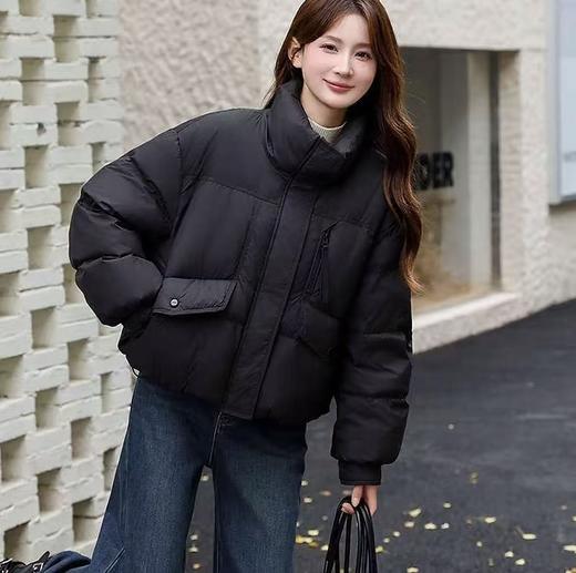 蓬松面包服【羽绒服】绒子含量90% 韩系立领短款设计感可抽绳羽绒服-喜出 商品图4