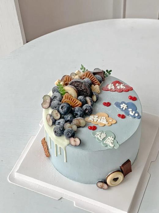 【周年庆精选】有钱开心好运健康 蓝莓祝福鲜果蛋糕 商品图0