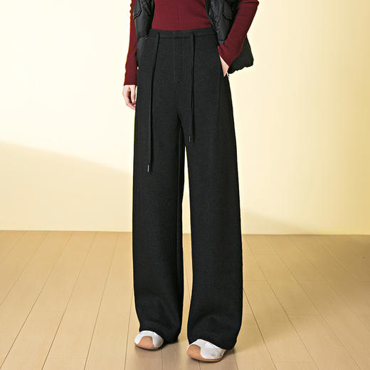 HSS 3089羊毛气质阔腿裤高腰加厚显瘦休闲弯刀裤 商品图2