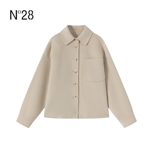 N°28 2025秋冬新款复古双排扣羊毛开衫女宽松通勤风显瘦韩版衬衫外套885591D737  商品图4