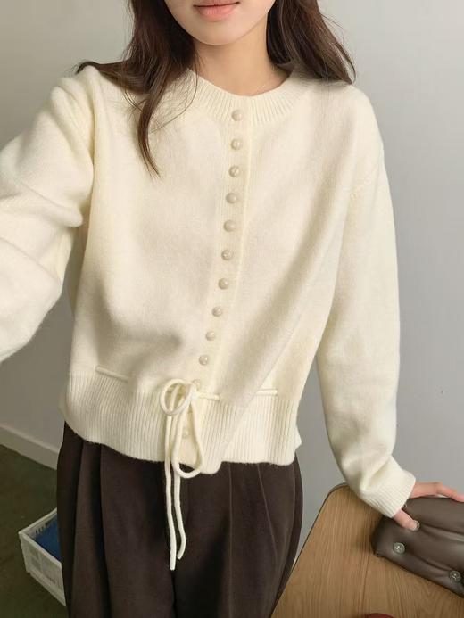 【韩系毛衣】2025 下摆抽绳短款宽松针织毛衣-喜出 商品图3