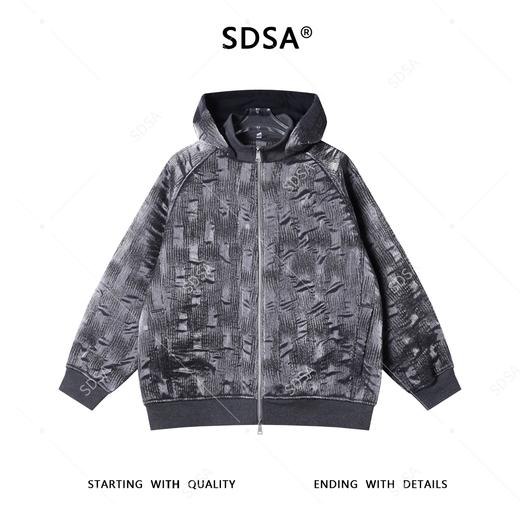 WT294SDSA秋冬新款痞帅男装韩版简约肌理感拉链立领连帽卫衣外套百搭 商品图1