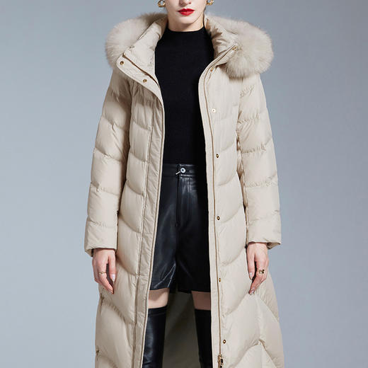 「高货kbnq」全新升级【铂金会员947/天猫1279/差价332】(14132)洛诗琳气质连帽羽绒服2025冬季长款过膝加厚保暖外套 商品图2
