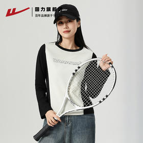 回力撞色长袖T恤女款春季2025新款正肩打底衫设计感上衣春装小衫