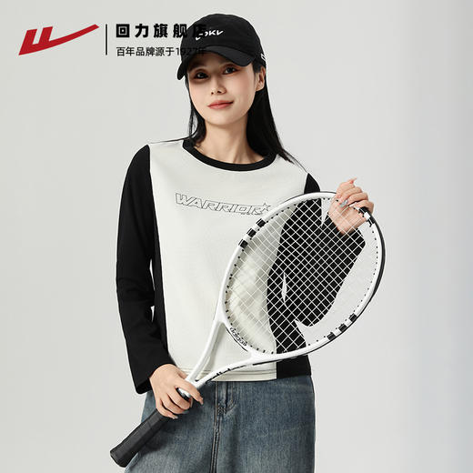 回力撞色长袖T恤女款春季2025新款正肩打底衫设计感上衣春装小衫 商品图0