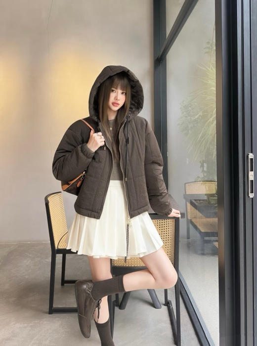 驴家 25秋冬新款 束腰老花连帽外套(TM) 商品图0