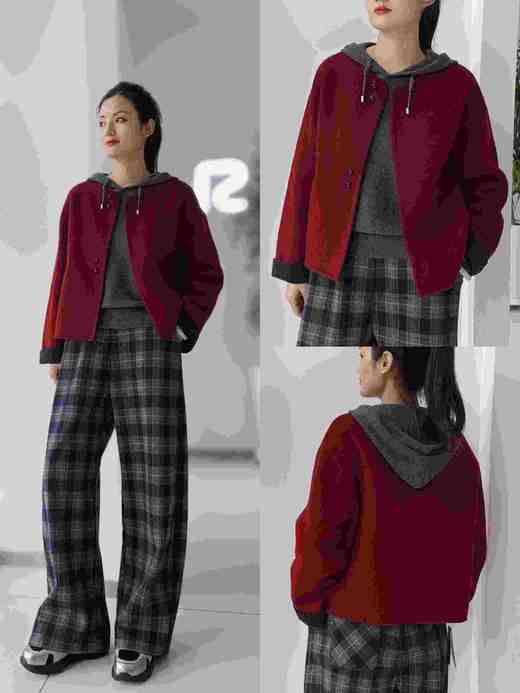 502909加绒格子阔腿裤 商品图2