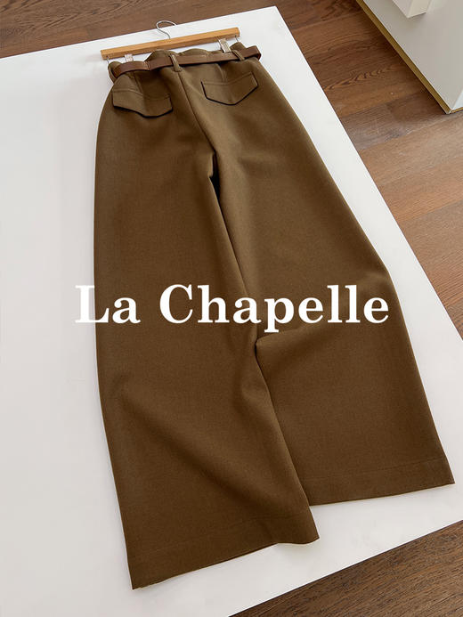 会员福利【高支斜纹+久坐顺直】拉夏贝尔/La Chapelle高腰微廓显瘦直筒裤~质感百搭加厚休闲裤（含腰带） 商品图5