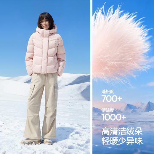 轻松|森马羽绒服女冬90绒子三防发热抗静电2025新款龟背中长外套 商品图2