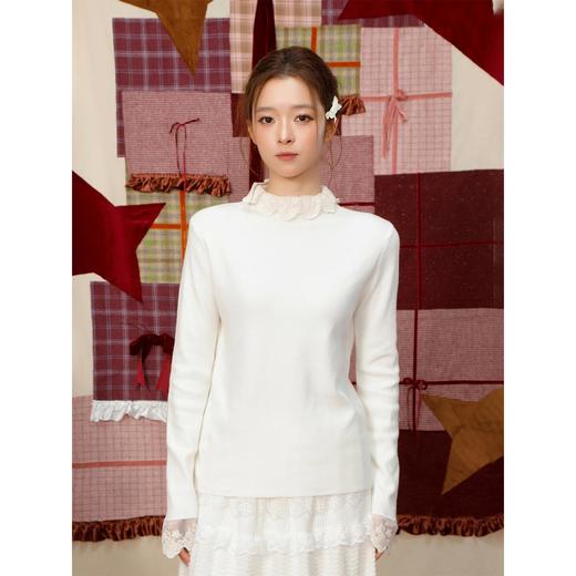 【礼物季】蕾丝拼接高领打底毛衣-纪念日百货门店同款167998280 商品图1