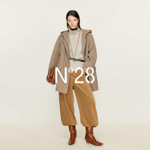 N°28【颗粒羊绒首创】100绵羊毛连帽大衣女秋冬宽松通勤毛呢外套 8855A1D570  商品图2