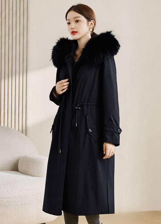 皮草可拆卸派克【派克服】獭兔毛真毛皮➕貉子毛领！！长款派克服皮草秋冬大衣-喜出 商品图0