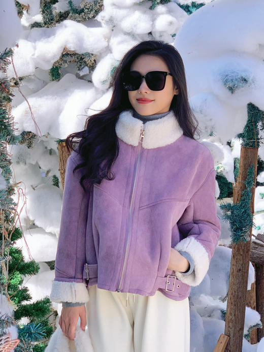 【百图lulu定制】【牧羊人麂皮外套】皮毛一体 外麂皮 内羊羔毛 防风保暖外套 商品图2