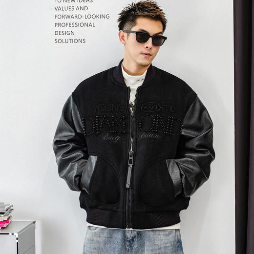 徐太浪【设计感 钉珠字母】棒球领羽绒服男冬季保暖防寒大码外套 商品图0