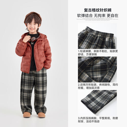 【件件底价，童装双倍积分】多多家男童格纹休闲裤加绒秋冬2025冬装新款儿童中大童洋气长裤子11214 商品图2