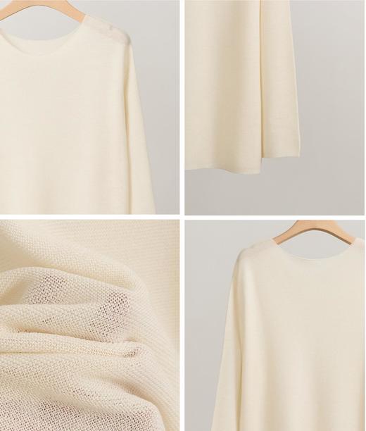 真丝绵羊毛大圆领H型套头衫 商品图5