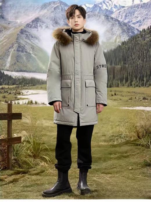 清仓价！真羽绒！ 最后4件！！工装羽绒【羽绒服】大牌剪标真貉子毛领男款中长羽绒服-喜出 商品图2