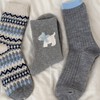 超值3双！【趣味个性图案❗️柔软亲肤材质】灰蓝羊毛袜子女中筒袜秋冬季加厚保暖ins韩版小红书同款堆堆棉袜。ja 商品缩略图3