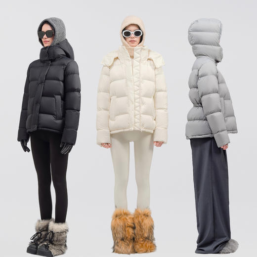 跃牌【倚窗听雨】Athena lulu 羽绒服女95白鹅绒五格防风加厚保暖连帽面包服外套WT19 商品图0