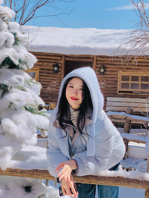 【百图lulu定制】【阳光羽绒服】清新 自然 双拼色 连帽（可拆卸）短款羽绒服 商品图2