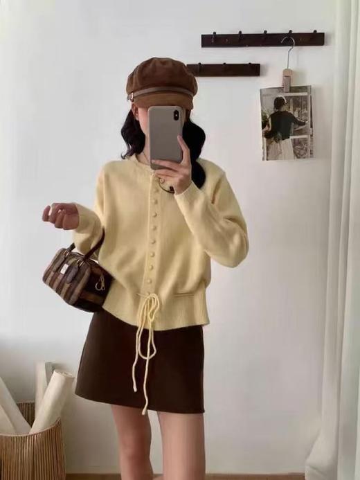 【韩系毛衣】2025 下摆抽绳短款宽松针织毛衣-喜出 商品图4