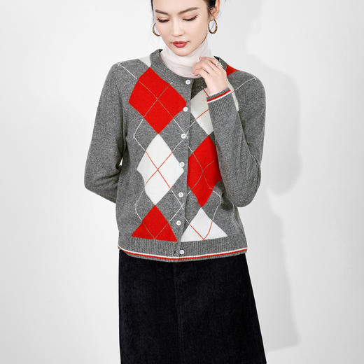 「高货wl」全新升级【铂金会员266/天猫359/差价93】(02604)洛诗琳美丽诺羊毛重工提花开衫2025秋冬气质纯羊毛针织衫 商品图0