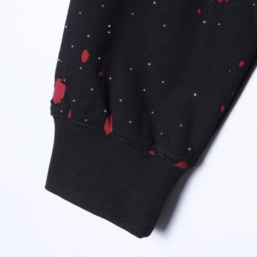 WY1456SDSA秋冬新款痞帅男装潮牌烫钻撞色割破连帽卫衣下摆拉链设计百搭 商品图4