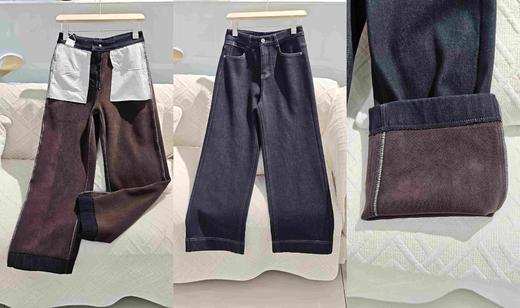 505175丹宁蓝牛仔加绒密密底十分裤 商品图1