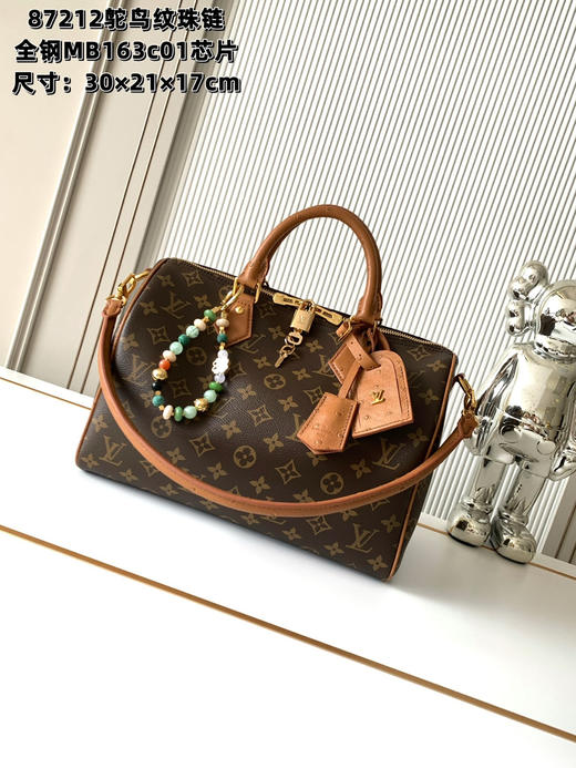 秋冬特惠💰1450 渠道级LV【全钢五金 MB163c01变码芯片】te级LV 全套包装 M87212鸵鸟纹珠链 Speedy Soft 30 Boho手袋 商品图0