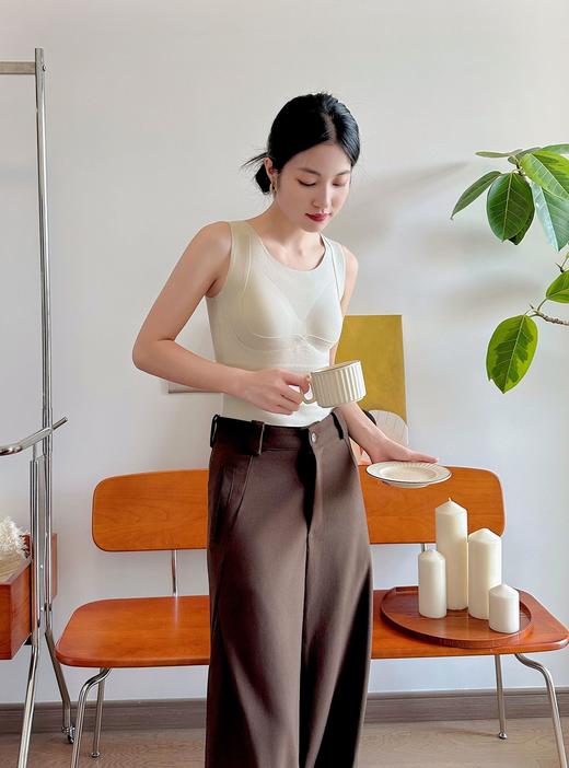 官网690！爱家免穿文胸山羊绒桑蚕丝一体绒保暖背 固定杯双面磨毛带胸垫打底心女 商品图8