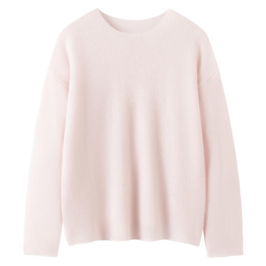 松弛感无缝一字领羊绒羊毛混纺套头上衣 商品图3