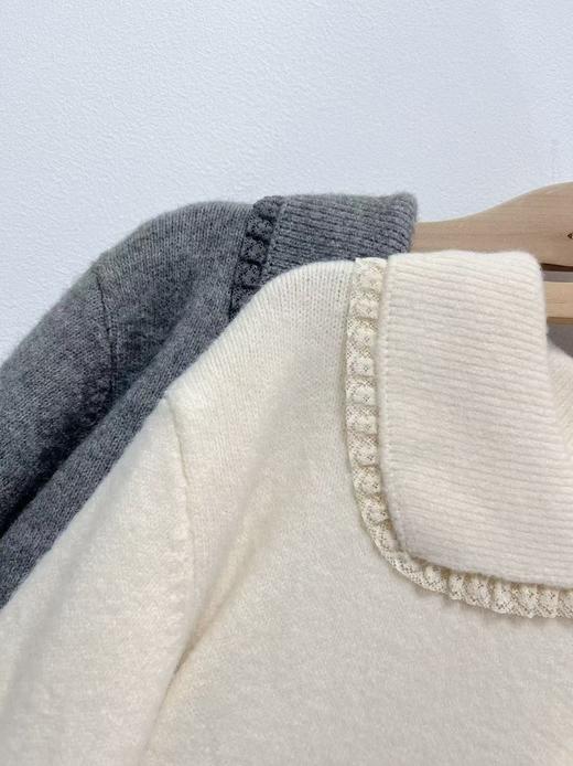 【韩系毛衣】2025 蕾丝翻领短款宽松针织毛衣-喜出 商品图5