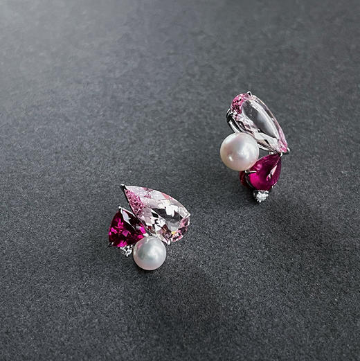 BY EVITA系列 18K镶钻石、摩根石、碧玺和珍珠 耳钉 商品图1