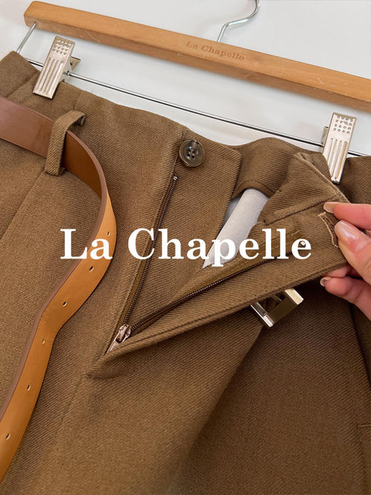 会员福利【高支斜纹+久坐顺直】拉夏贝尔/La Chapelle高腰微廓显瘦直筒裤~质感百搭加厚休闲裤（含腰带） 商品图7