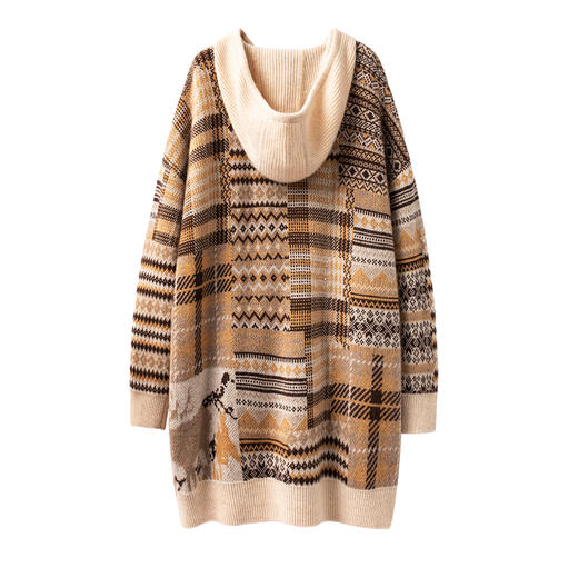 【复古来袭】100纯山羊绒连帽宽松加厚大版大衣外套女CYR240103MAO 商品图5