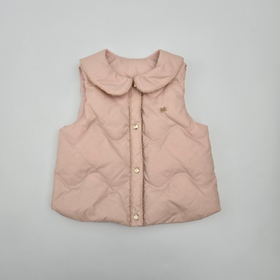 兔兔小布波浪绗线金丝花边羽绒马甲