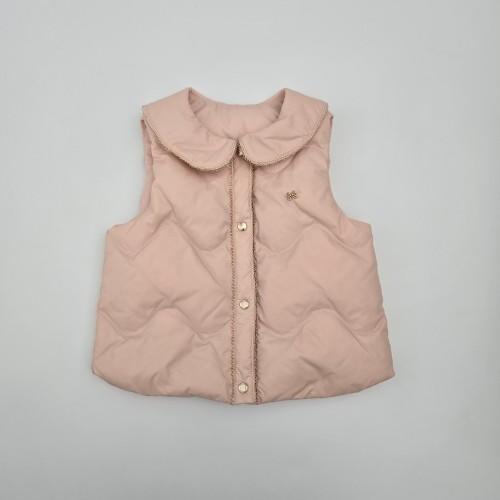 兔兔小布波浪绗线金丝花边羽绒马甲 商品图0