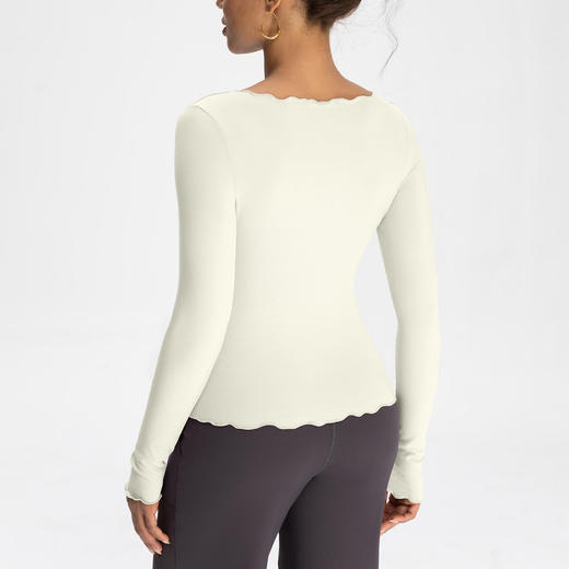 跃牌【倚窗听雨】Athena lulu兰精莫代尔瑜伽服女紧身波浪边跑步健身长袖上衣T恤CX139 商品图2