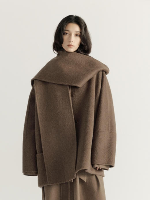 DONSEE10｜DS10AW2509-A 深灰棕 围巾简约短外套 商品图0