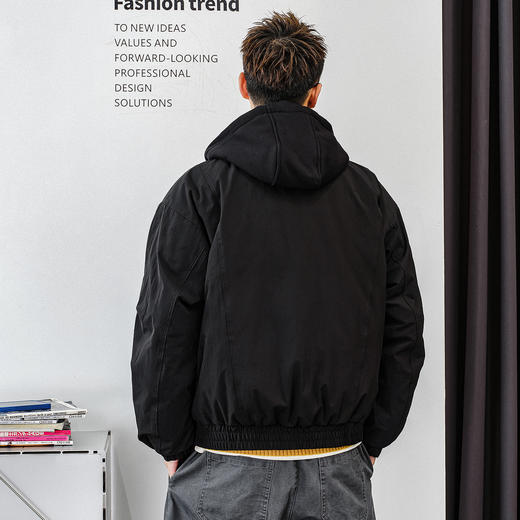 徐太浪【抽绳连帽 工装风】黑色羽绒服男冬季厚款保暖防寒服外套 商品图1