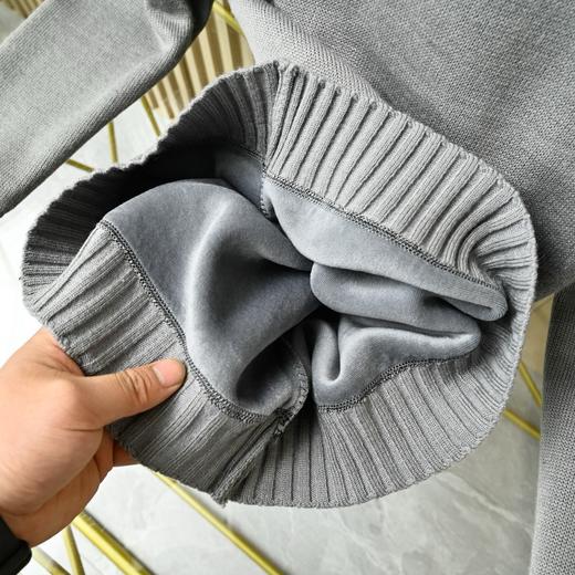 普家三角标新款男士高领加绒加厚一体绒针织毛衣打底衫 商品图7