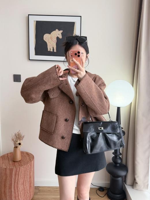 Fab*同款伯爵红茶搭扣刺绣连帽复古大衣 商品图14