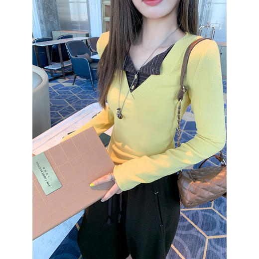 <曾小咸推荐> 现货秒杀！微信超特价！假两件黄色长袖t恤 日常129.99 立减70 秒杀59.99！ 商品图4