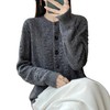 丁摩 100%纯羊毛7针双股加厚麻花凸点黑扣开衫 NJRG-073 商品缩略图4