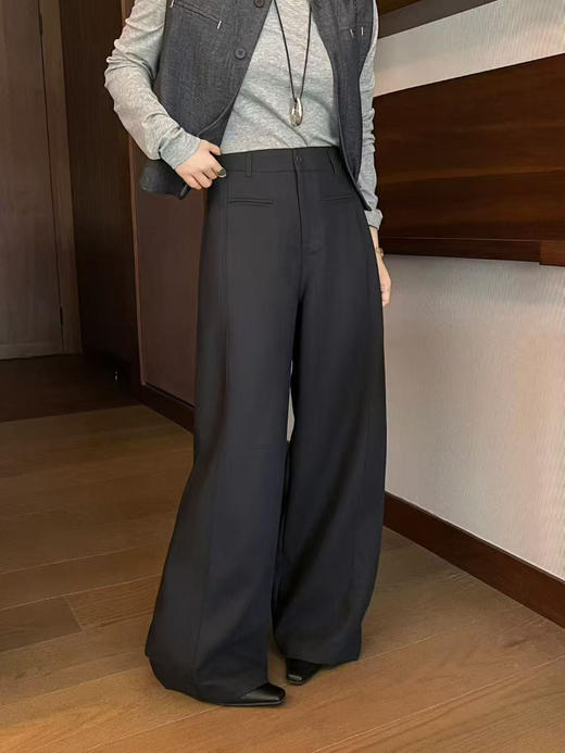 原单新款天丝亚麻厚实阔腿直筒裤 商品图3