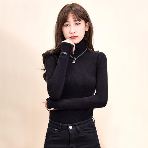 回力针织衫女秋冬新款高领长袖套头打底衫堆堆领修身紧身保暖毛衣 商品图5