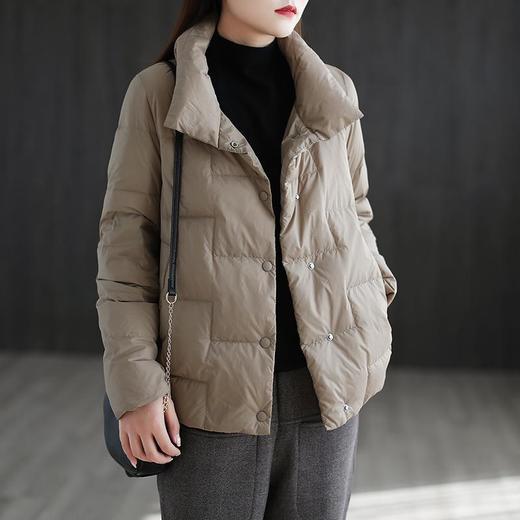 丁摩 轻薄羽绒服女短款白鸭绒大码立领宽松显瘦外套显瘦8915 商品图0