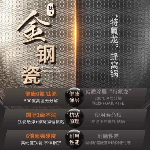 九阳钛瓷0氟蜂窝不粘锅不锈钢炒锅不惧钢铲耐高温家用炒菜锅通用C546 商品图1