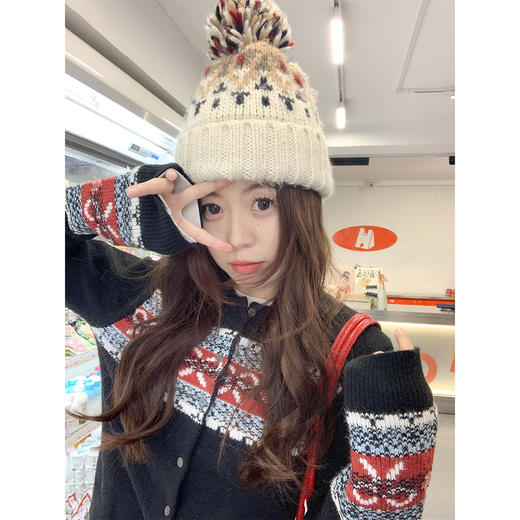 【169元任选2件】现货！复古费尔岛黑色毛衣开衫 商品图1