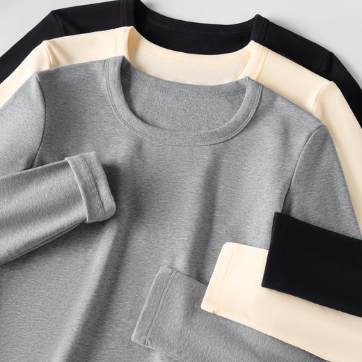 【拍2件69元】【240g重磅加绒纯棉长袖】2025年秋冬季保暖加绒加厚修身内搭T恤上衣 商品图1
